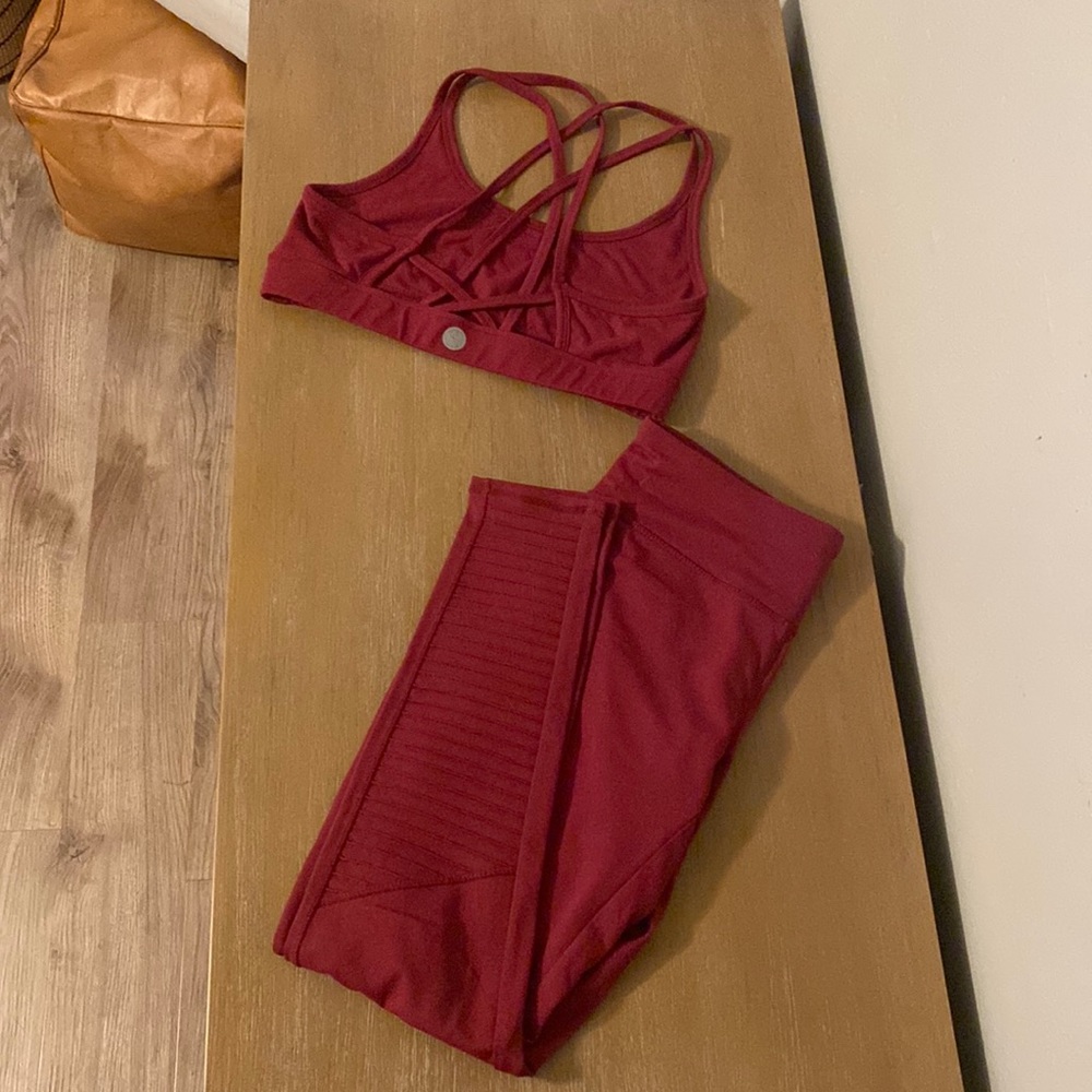 Threads 4 Thought Moto leggings and matching Sports bra.